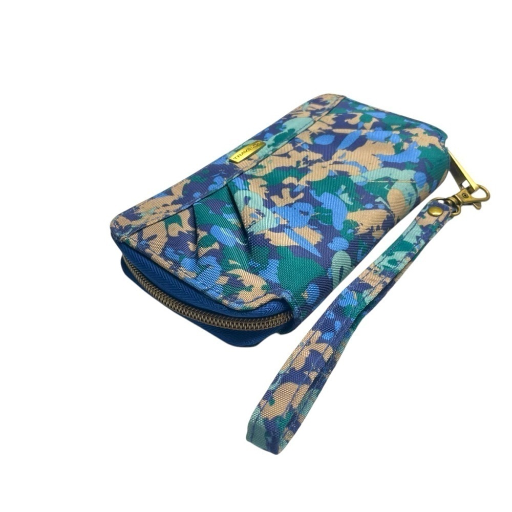Travelon~Wristlet\ Wallet, Floral Geometric Blues & Tan, Excellent Condition! - Picture 4 of 13